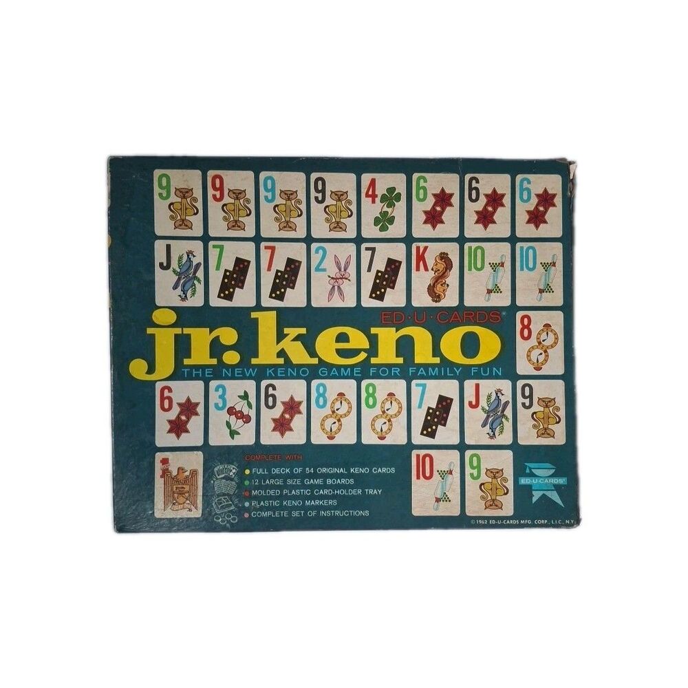 JR. KENO ED-U-CARDS Board Game 1962 Complete Nice Condition